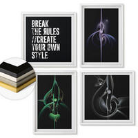 WANDBILDER 4er-Set - 50x50 cm & 40x60 cm Weißer Rahmen - Abstrakte schwarze Muster - Weiß, Kunststoff (50/50cm) - ArtPrintCave