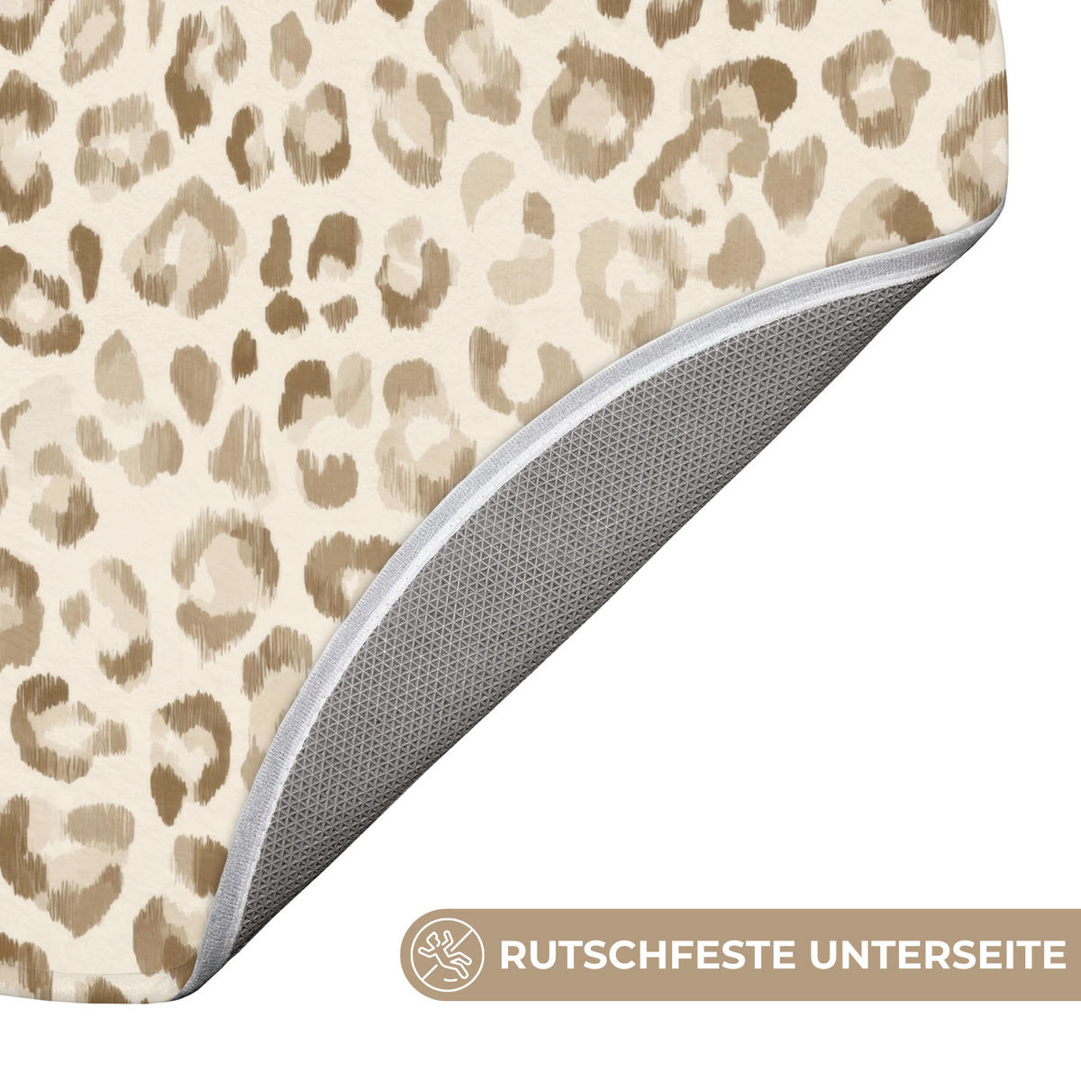 KOUPELNOVÁ PŘEDLOŽKA Leopard - Classic - Béžová 70x70 cm - světle hnědá, textil/plast (70/70cm)