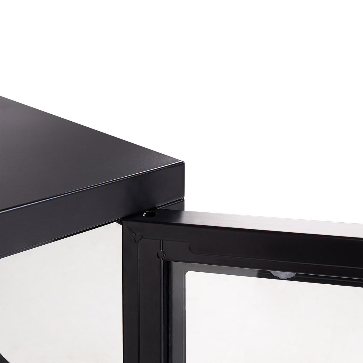 SIDEBOARD mit Glastüren Metall 115 cm Schwarz Newport - Schwarz, Metall (115/65/35cm) - Beliani