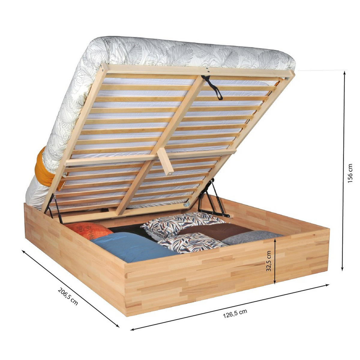 MASSIVHOLZBETT mit Bettkasten/120x200cm BEN- Buche geölt - Buchefarben, Holzwerkstoff (120/200cm) - Weber Industries