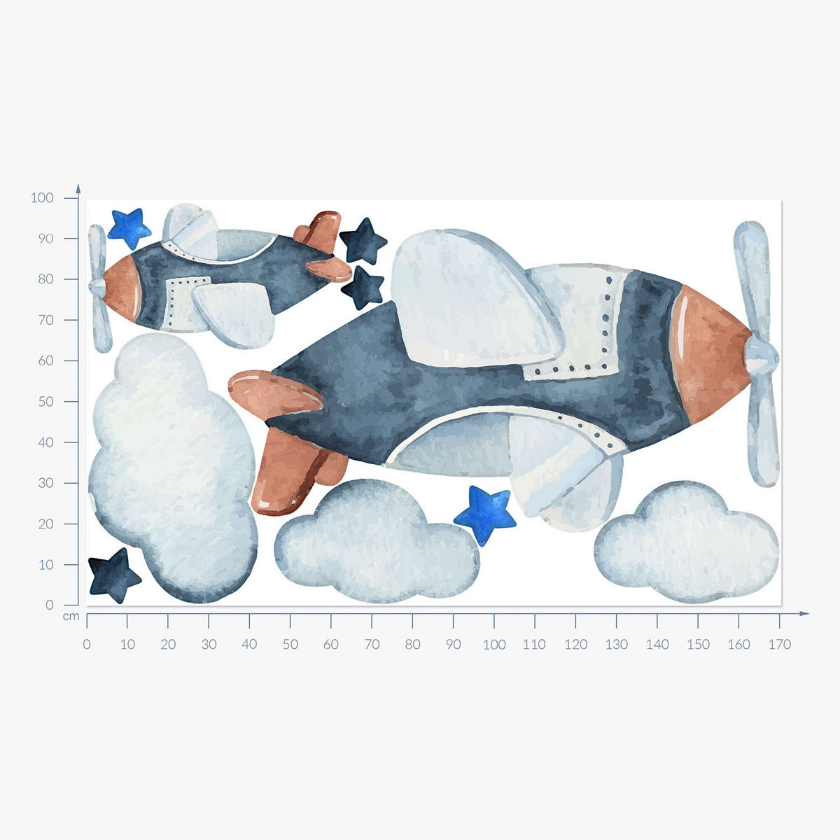 WANDAUFKLEBER 100x171cm - Ein Himmel voller Flugzeuge - Multicolor, Kunststoff (100/171/0.1cm) - Wallfluent