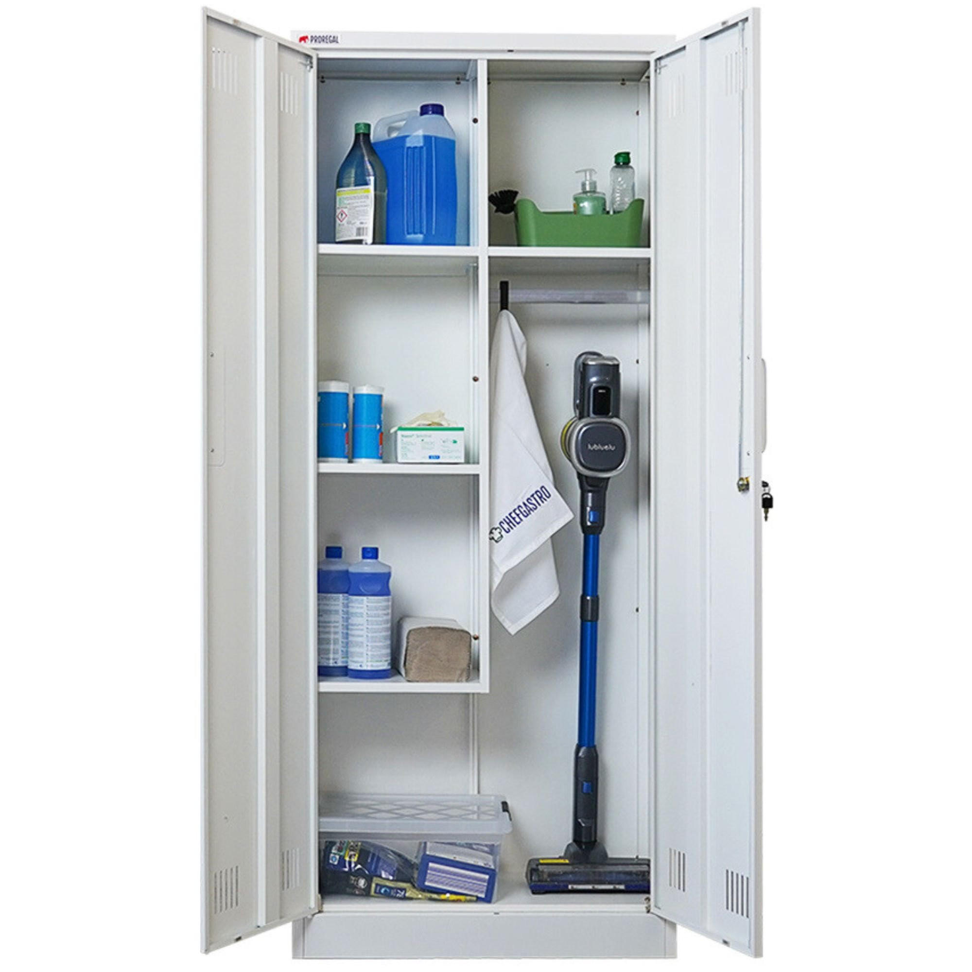 Proregal Putzmittelschrank Weiß 70x170x30 cm