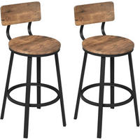 BARHOCKER 2er Set, Metallgestel, Vintagebraun - Dunkelbraun/Schwarz, Holzwerkstoff/Metall (51.5/89/51.5cm) - Woltu