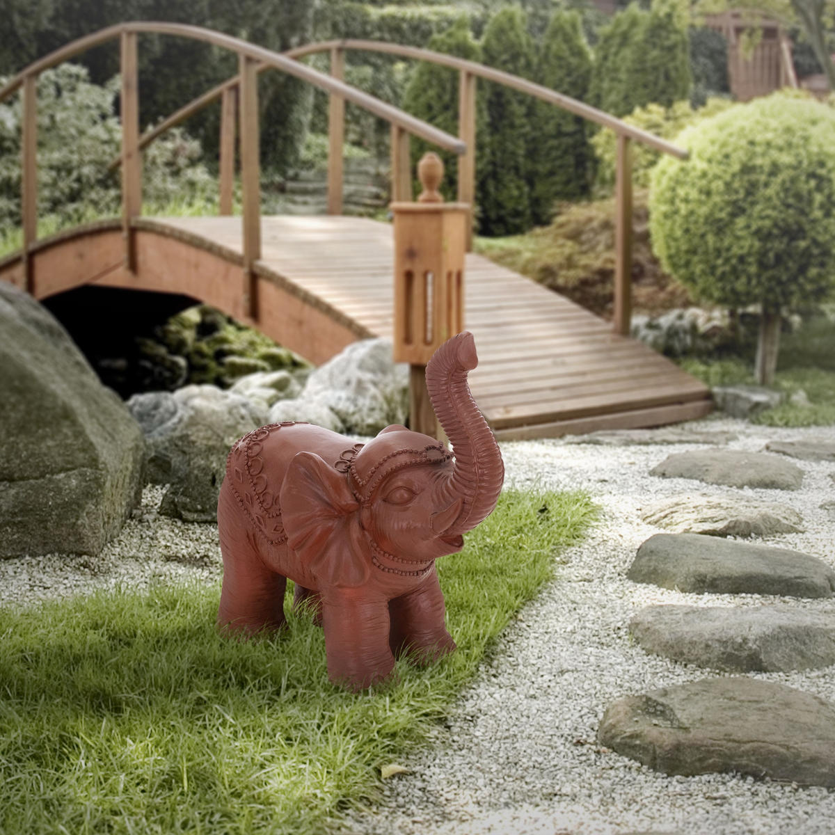 DEKO ELEFANT Figurka hnědá 36x19x39 cm z plastu - hnědá, keramika (19/39/36cm) - ML-DESIGN