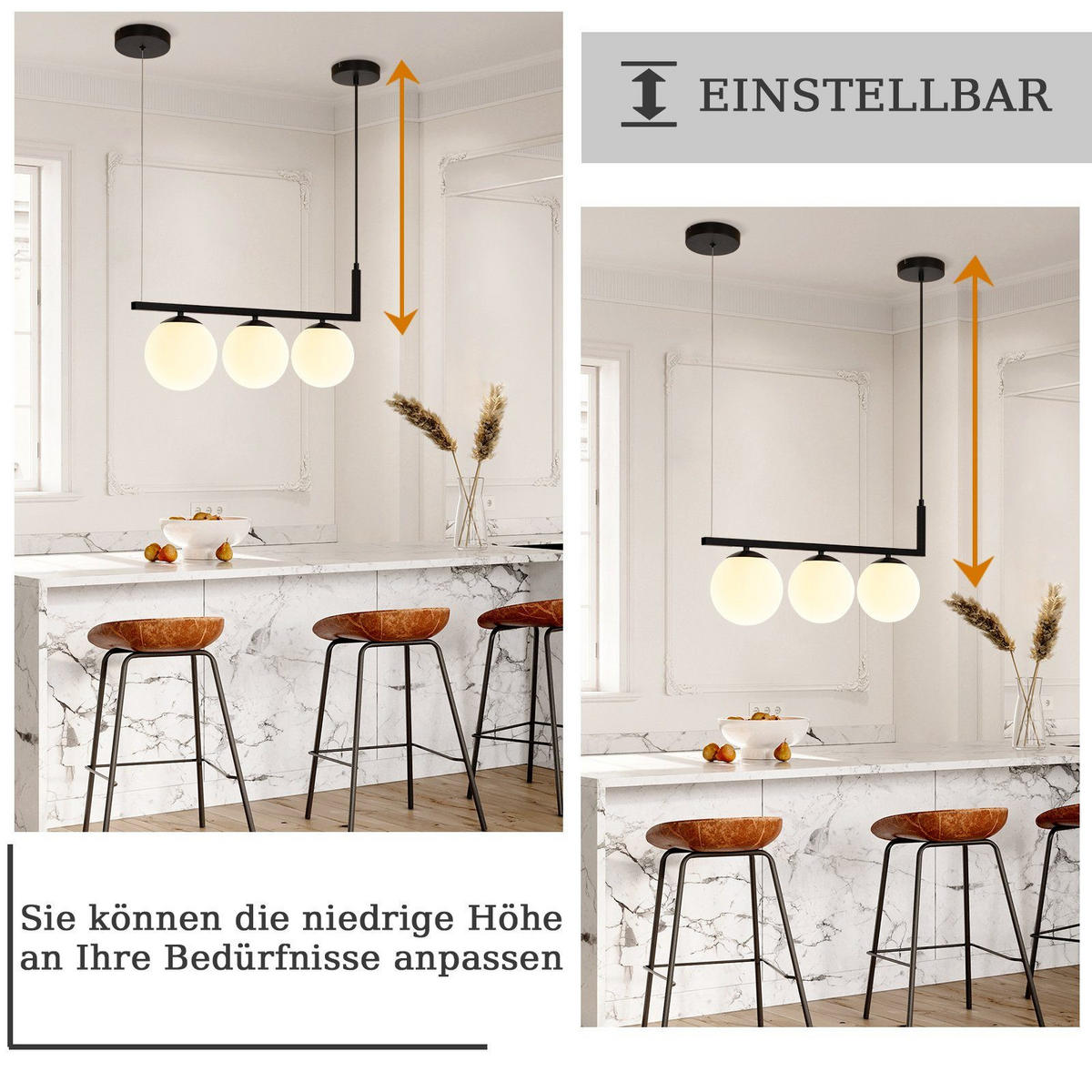 PENDELLEUCHTE Schritt 65/30/184 cm - Schwarz, Metall (65/30/184cm) - Nettlife