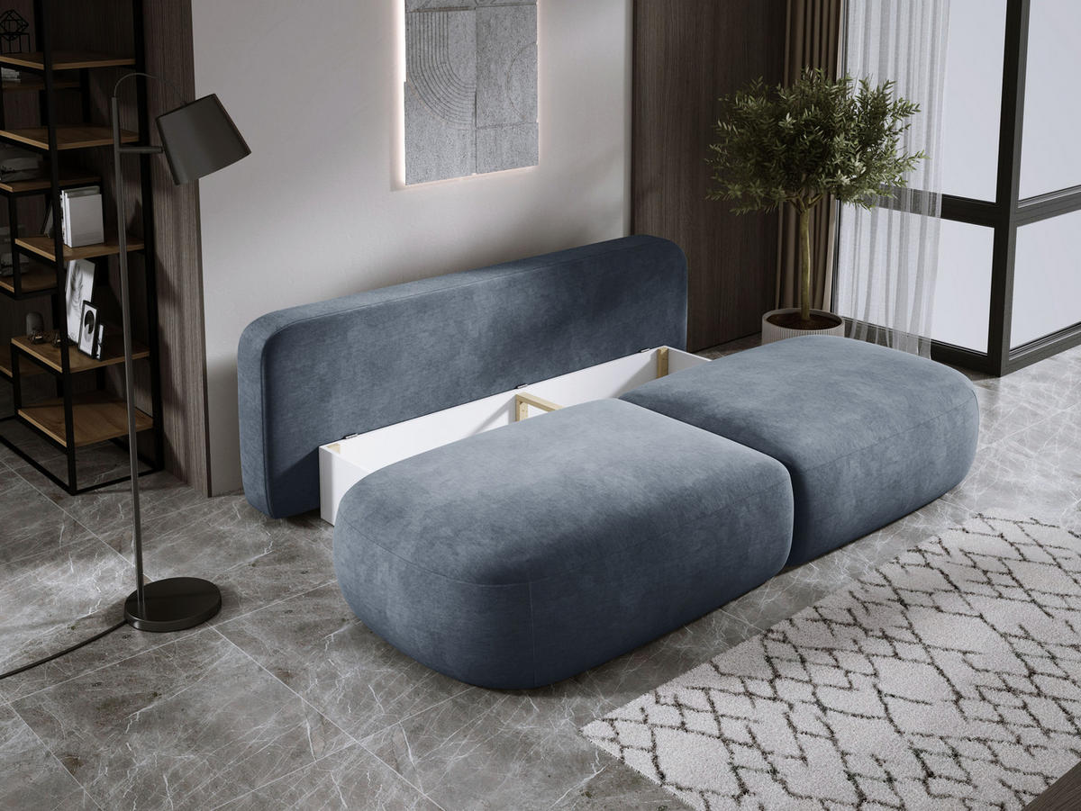 SCHLAFSOFA Moderne BABU mit Schlaffunktion – 3-Sitzer Sofa mit Bettkasten, DL-Automat, 2 Rückenkissen, 2 Zierkissen, 240x90x90 cm, Dunkelgrau - Dunkelgrau, Holz/Textil (240/90/90cm) - DomoHome