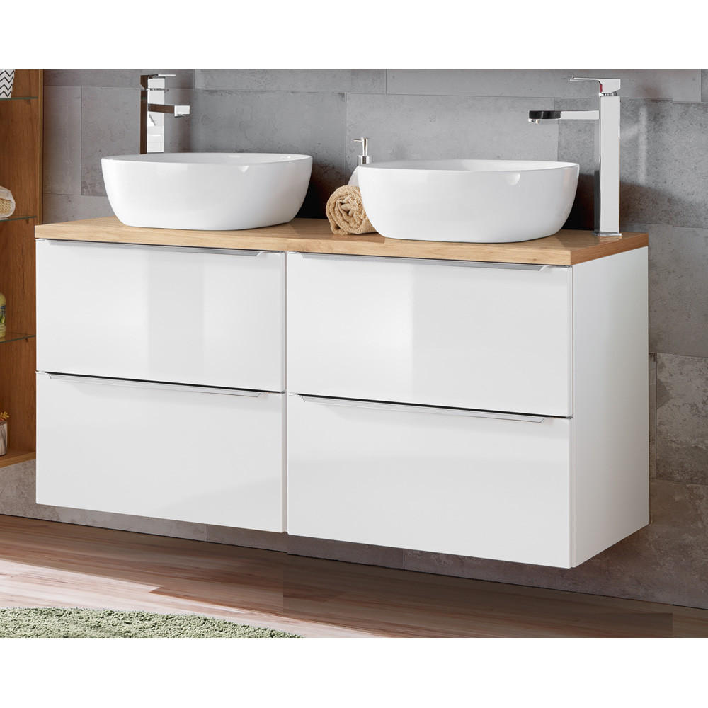 BADMÖBEL-SET 1TLG. Toskana-56 - Weiß, Holzwerkstoff (120/64/46cm) - Lomado