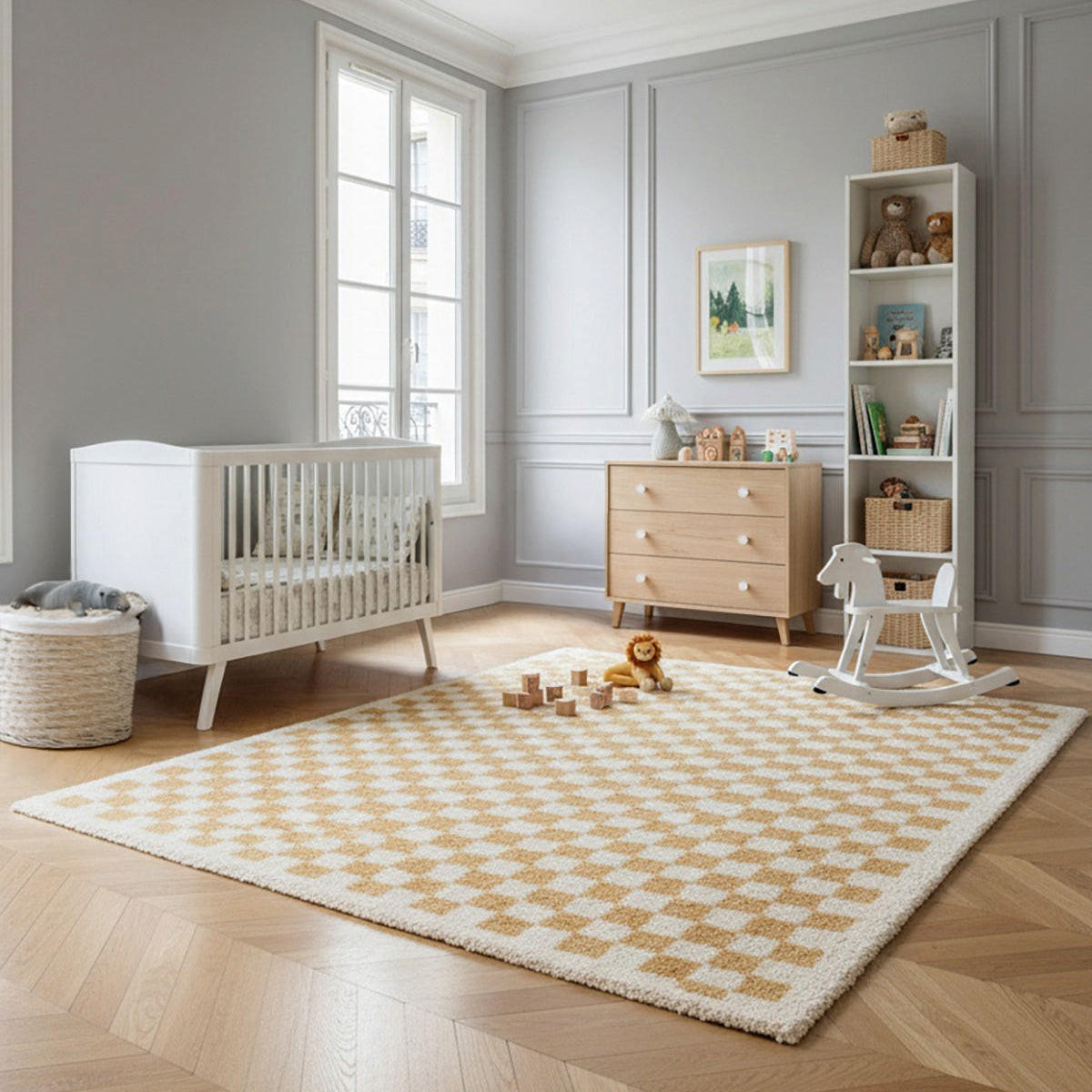 TEPPICH kariert langflorig weich voluminös gelb - Gelb, Textil (200/290cm) - AFK Living
