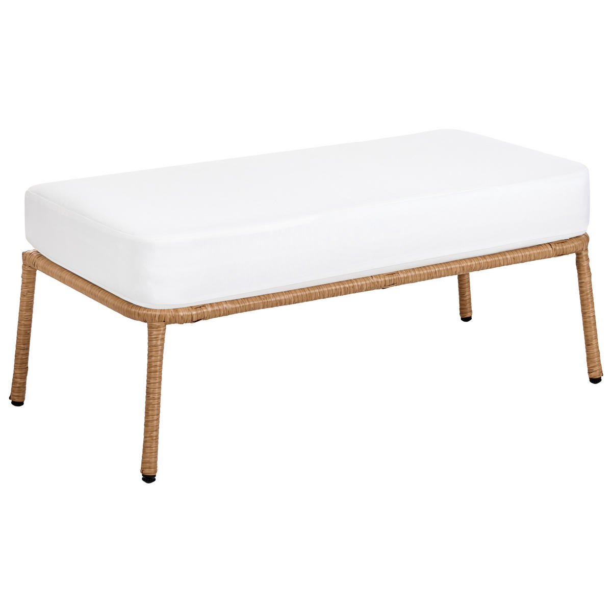 ZAHRADNÍ POHOVKA 2-místná s lavicí Polyratan Světle hnědá Follo - bílá/hnědá, plast (130/89/66cm) - Beliani