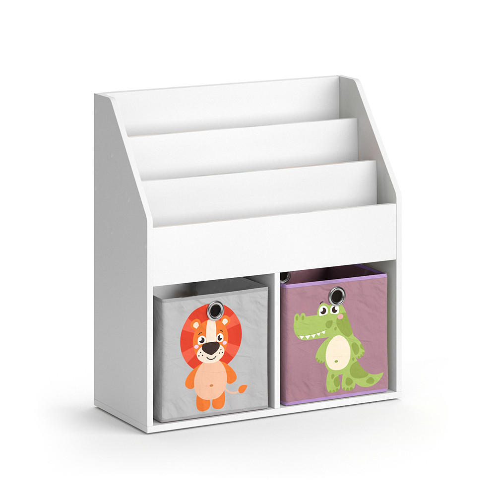 KINDERREGAL Luigi Weiß 72 x 79 cm mit 2 Faltboxen opt.3 - Weiß, Holzwerkstoff (72/79/30.7cm) - Vicco