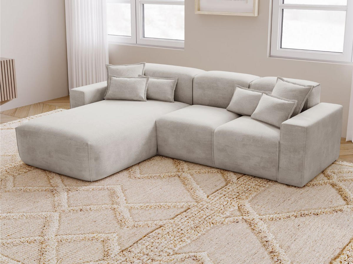 ECKSOFA Leni Hellgrau Links - Hellgrau, Holz/Textil (265/180cm) - Graingold