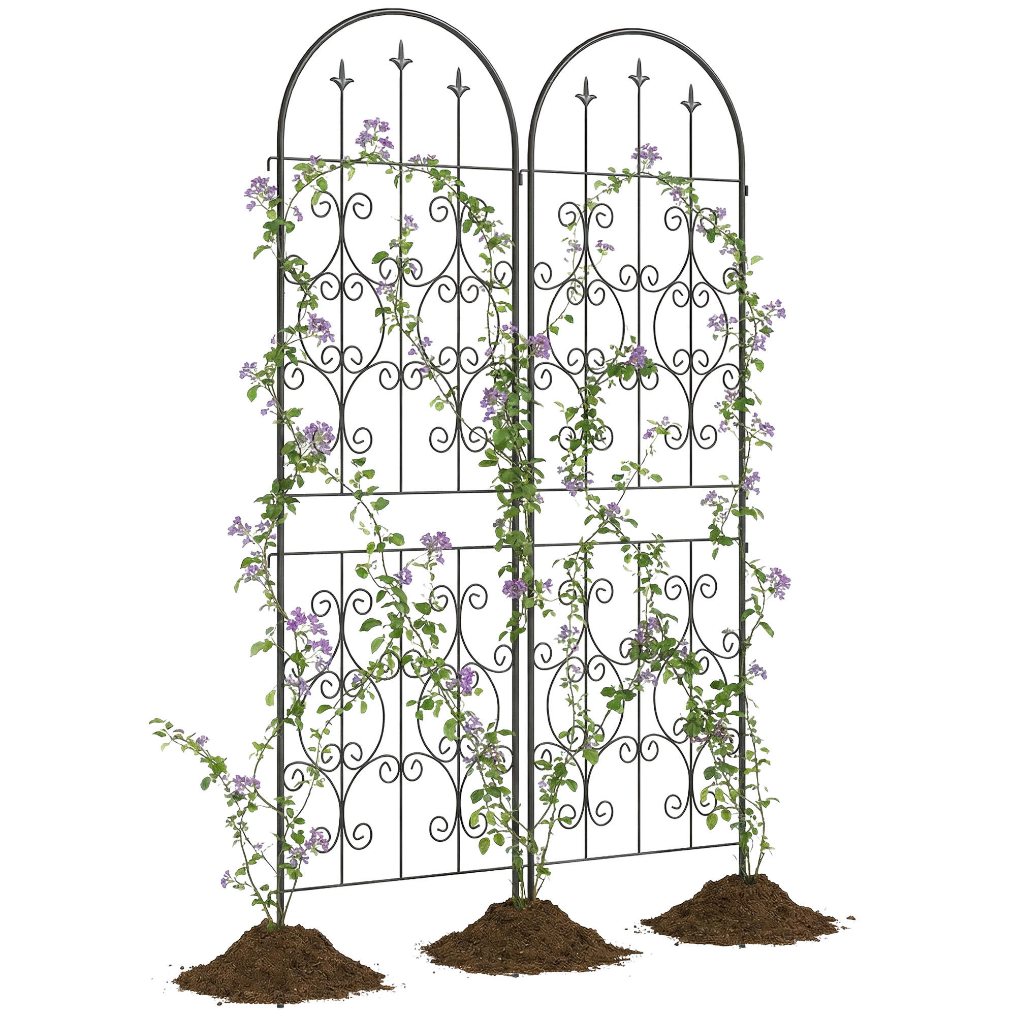 RANKGITTER DE-18340 2er-Set, 180 cm hoch mit Volutenmotiven Schwarz - Schwarz, Metall (1.3/180/50cm) - ComfortXL