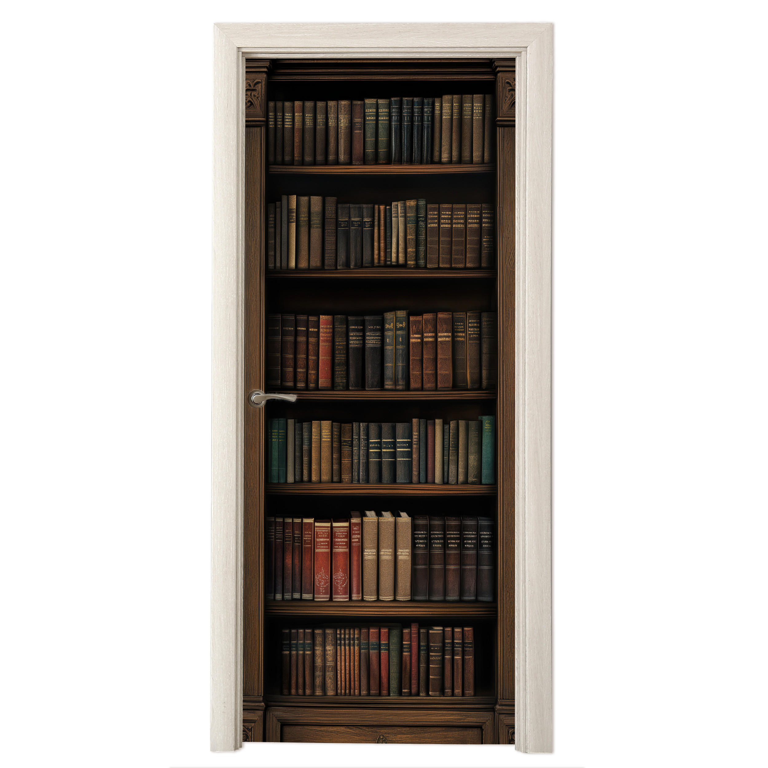 TÜRAUFKLEBER Bücherregal - Vintage - Braun 80x215 cm - Türtapete - Nussbaumfarben, Kunststoff (80/0.1cm) - MuchoWow