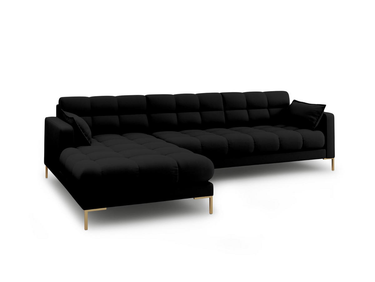 ECKSOFA links Mamaia aus strukturiertem Stoff schwarz 5 Sitzplätze - Schwarz, Textil (185/293cm) - Micadoni