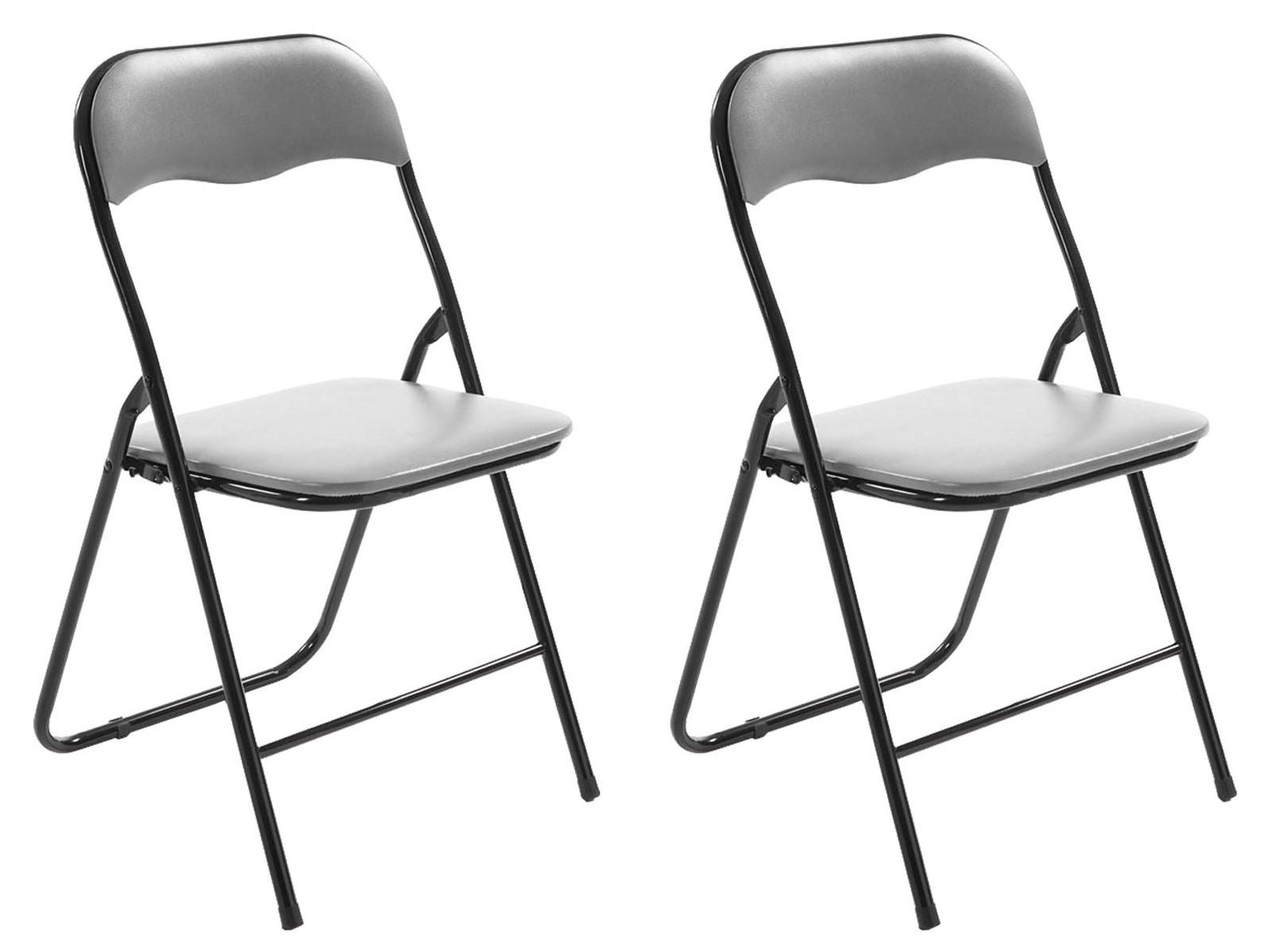 KLAPPSTUHL 2er Set Kunststoff grau/schwarz - Schwarz/Grau, Kunststoff/Textil (45/78/45cm) - CLP