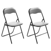 KLAPPSTUHL 2er Set Kunststoff grau/schwarz - Schwarz/Grau, Kunststoff/Textil (45/78/45cm) - CLP
