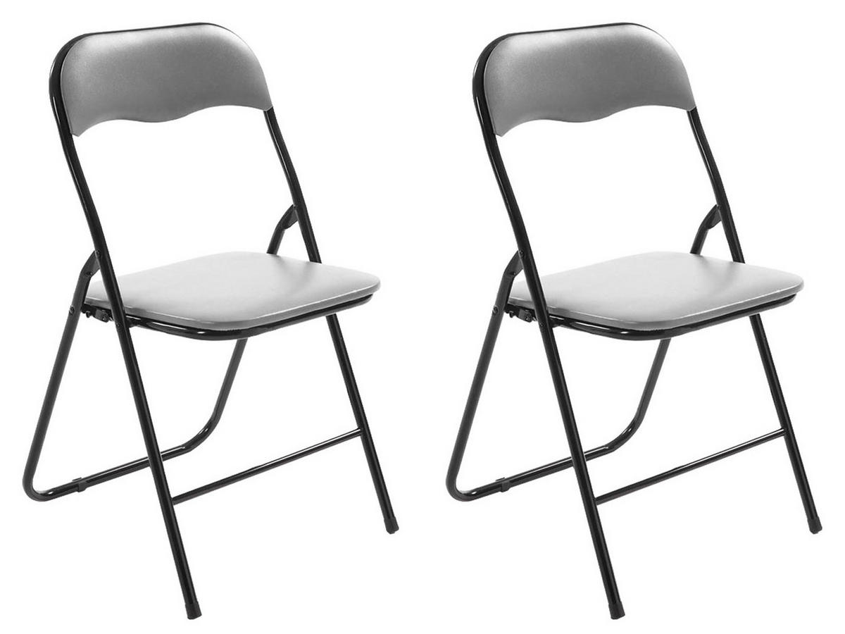 KLAPPSTUHL 2er Set Kunststoff grau/schwarz - Schwarz/Grau, Kunststoff/Textil (45/78/45cm) - CLP