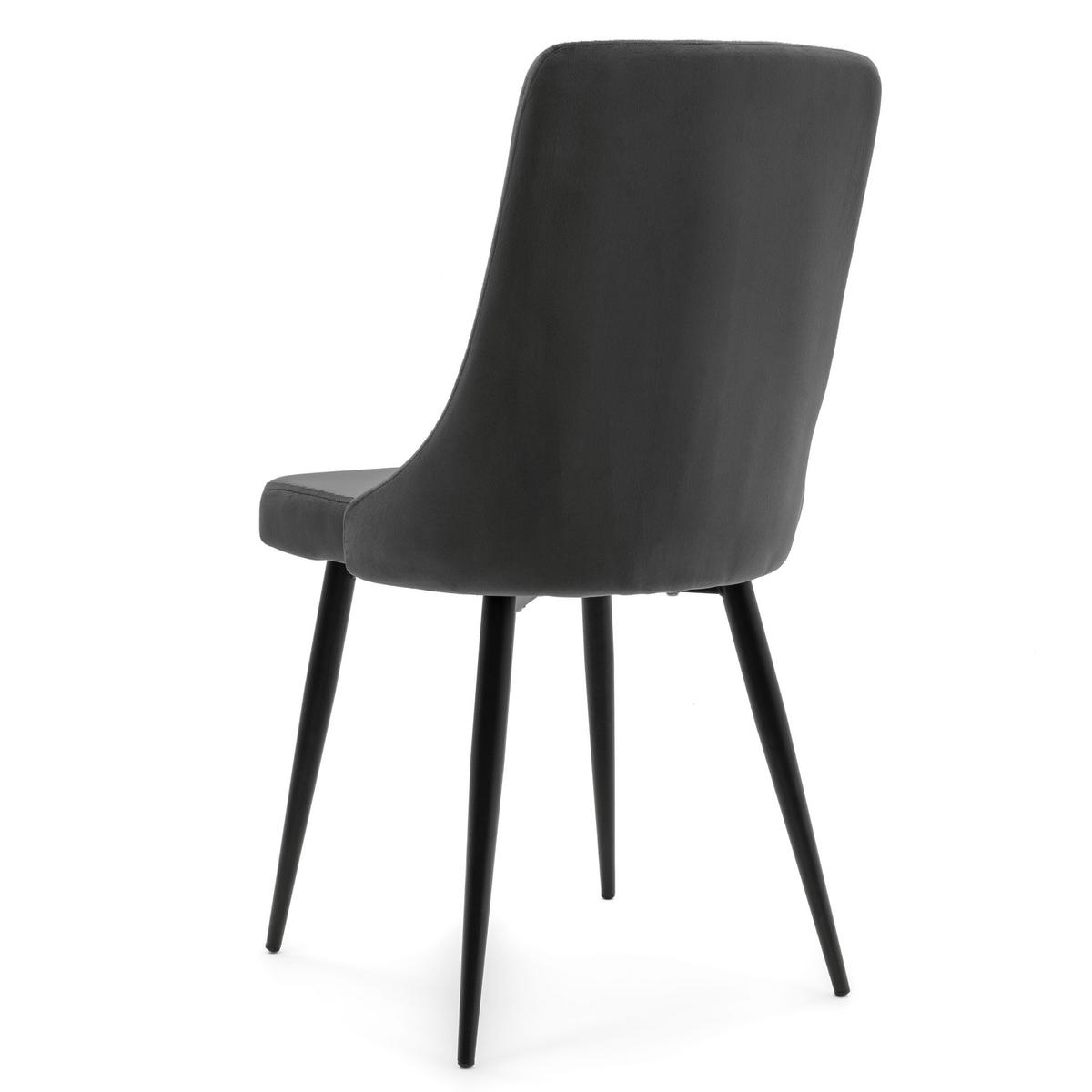 STUHL CAREN gepolstert mit Steppung - grau - Samt Velours - Schwarz/Grau, Metall (50/94/65cm) - NEW HOME