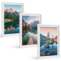 BILDER SET 3er Set - 40x60 cm Weißer Rahmen - Spiegelung des Waldes in Bergseen - Weiß, Kunststoff (40/60cm) - TULUP