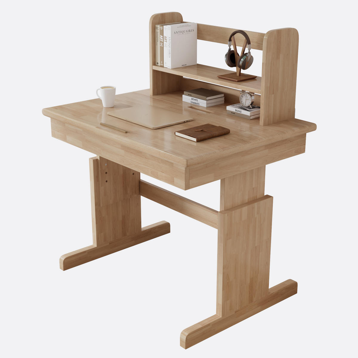 SCHREIBTISCH Natur 80/94/80 cm höhenverstellbar mit klappbarer Tischplatte - Naturfarben, Holz (80/94/80cm) - PANGIVO