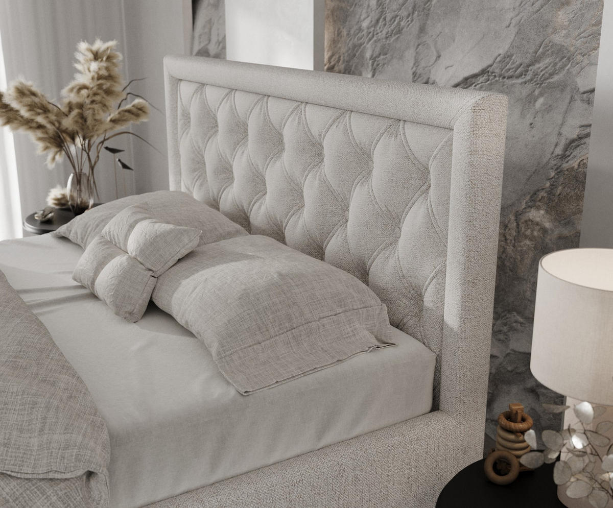 POLSTERBETT Lido 180/200 cm Hellbeige im Riva Stoff - Beige/Naturfarben, Holz/Holzwerkstoff (180/200cm) - AltaBeds