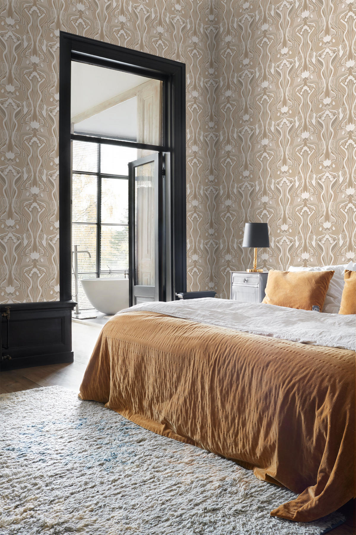 TAPETE Blumenmuster im Jugendstil 50 x 900 cm - Beige, Papier (50/900cm) - ESTAhome