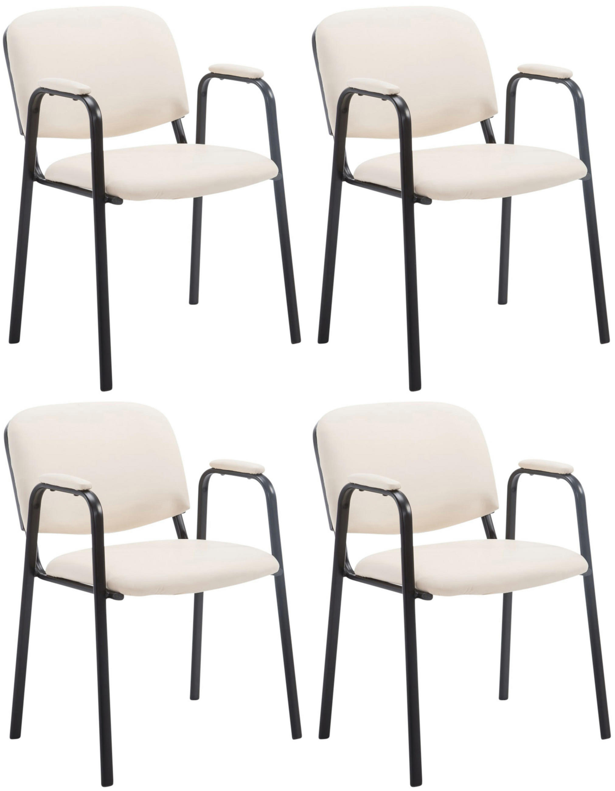 BESUCHERSTUHL 4er Set Lederlook creme - Creme, Textil/Metall (53/79/55cm) - CLP