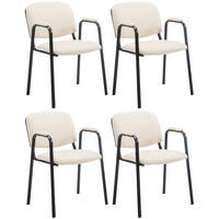 BESUCHERSTUHL 4er Set Lederlook creme - Creme, Textil/Metall (53/79/55cm) - CLP