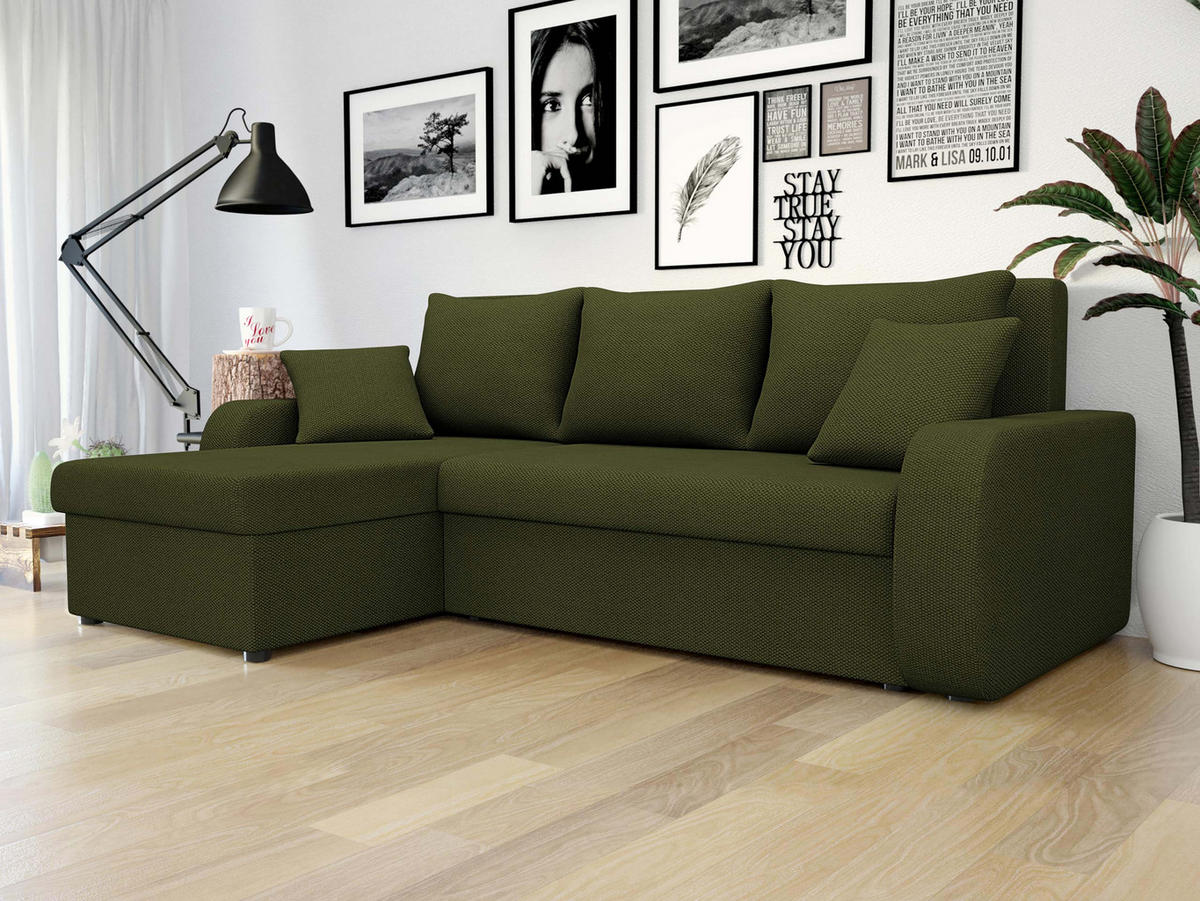 ECKSOFA Kris Lux - Schwarz/Grün, Holz/Kunststoff (238/147cm) - MIRJAN24