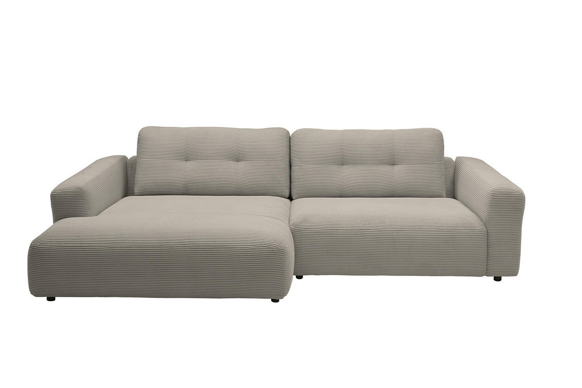 ECKSOFA XL MIKA Grau Cord - Greige/Schwarz, Kunststoff/Textil (296/167cm) - KAWOLA