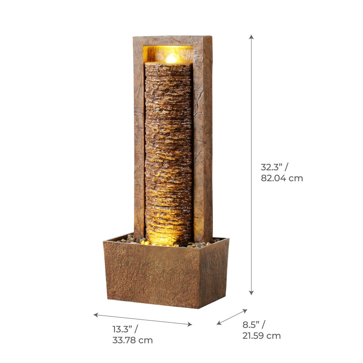 GARTENBRUNNEN Säule braun - Braun, Kunststoff (34/22/82cm) - Teamson Home