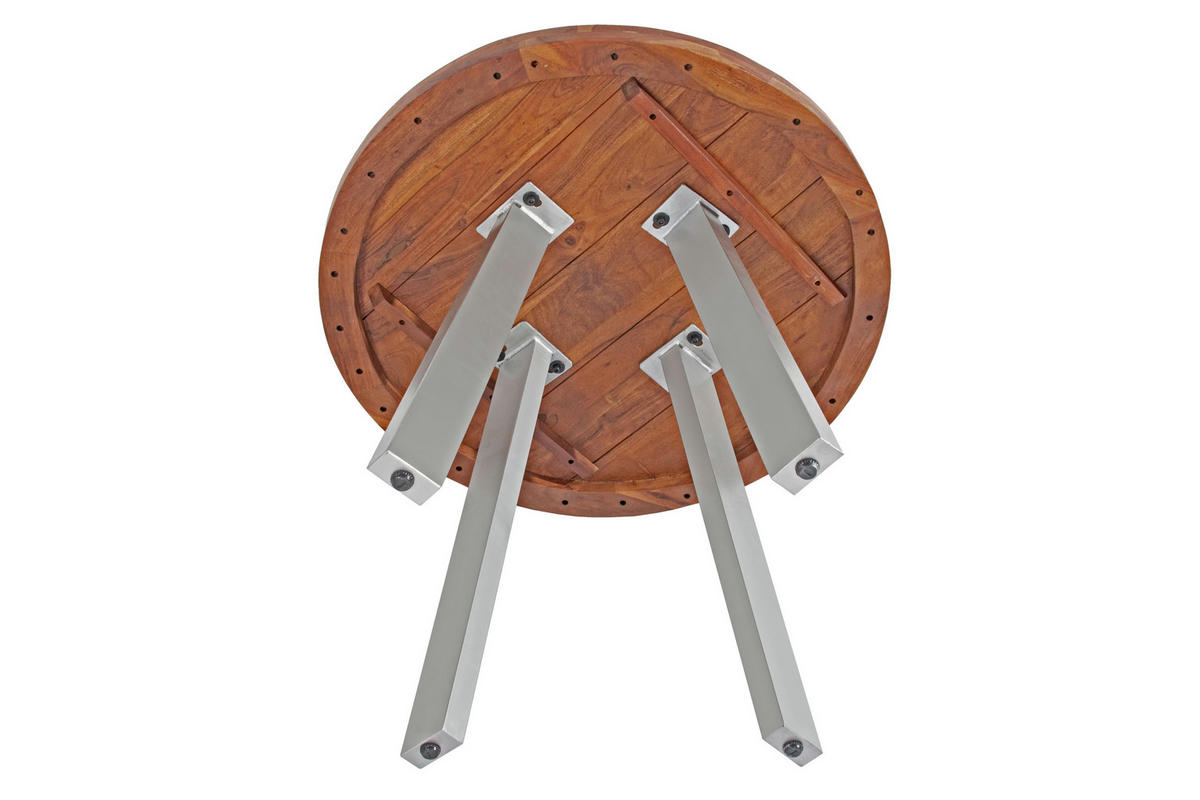 ESSTISCH SOPHIA - Silberfarben/Braun, Holz/Metall (130/130/78cm) - SAM