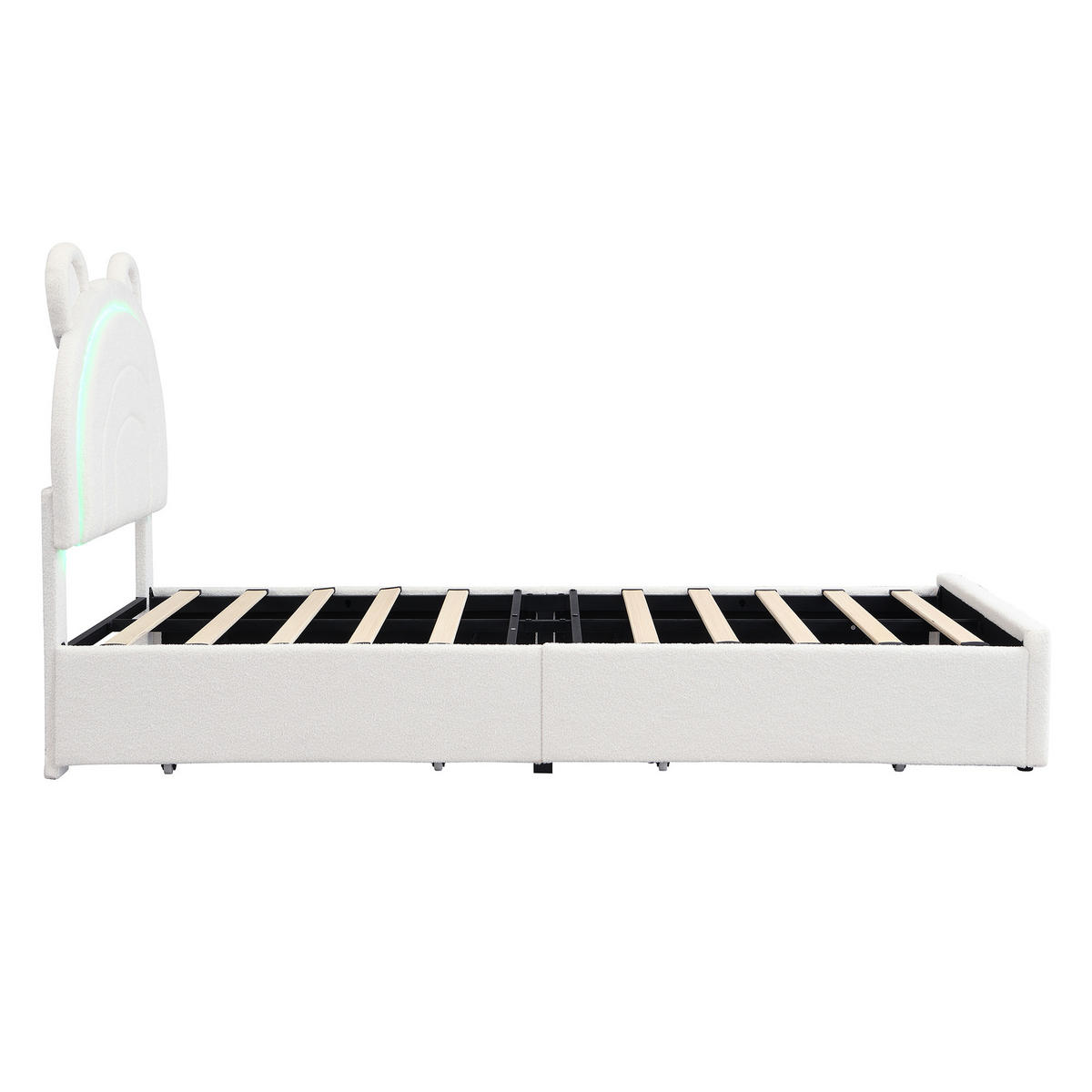 STAURAUMBETT 90/200 cm mit Bären-Kopfteil und 4 Schubladen, DE-41734, in Beige - Beige, Holzwerkstoff (90/200cm) - ComfortXL