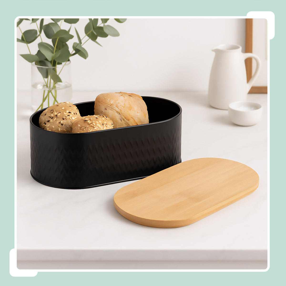 BROTKASTEN - Schwarz, Holz/Metall (33.5/12/18cm) - Relaxdays