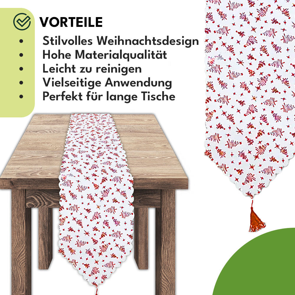WEIHNACHTSTISCHLÄUFER 180x35cm - Weiß, Textil (35/180cm) - KRUMAD