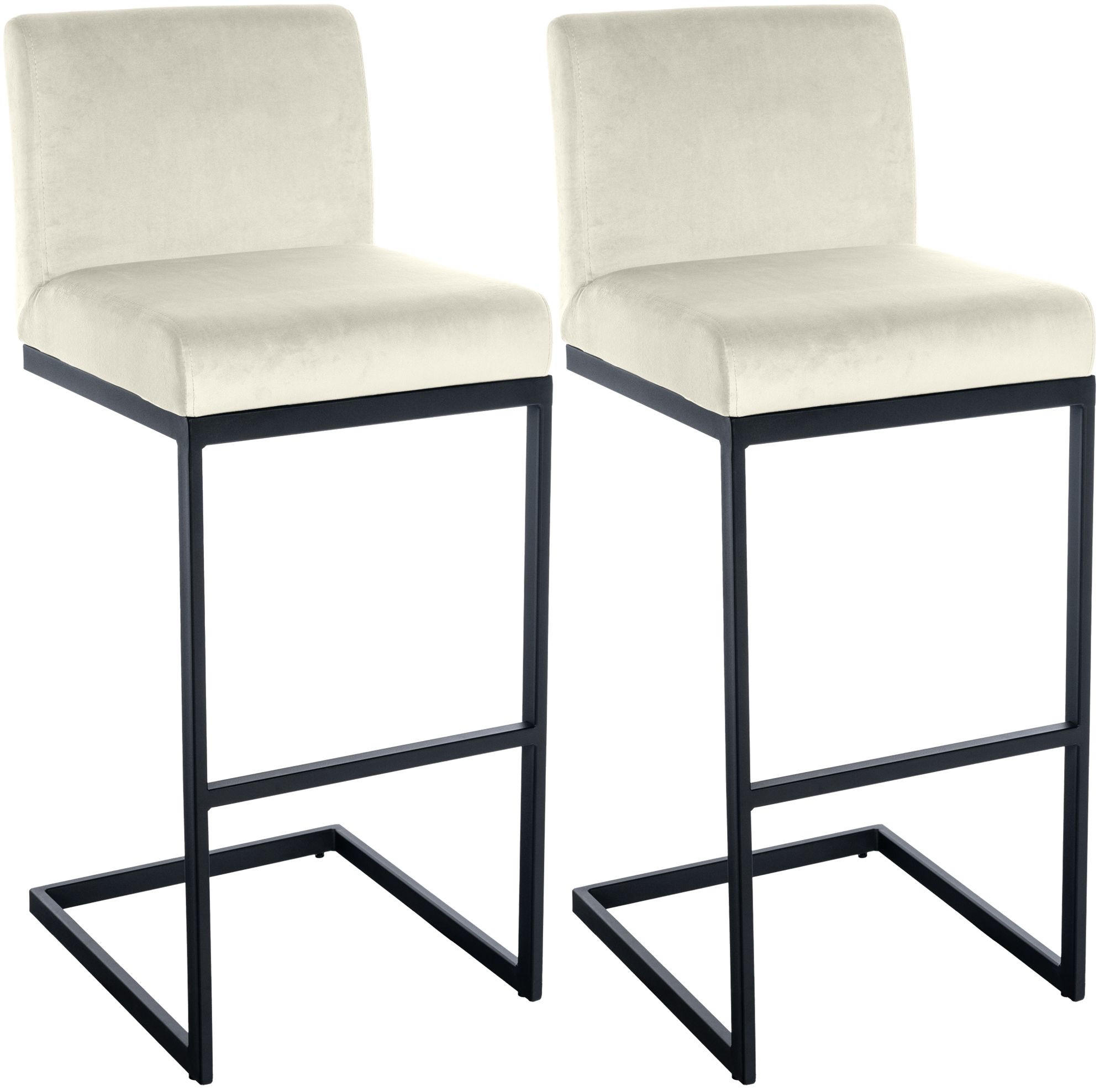 BARHOCKER 2 Metall Creme - Creme/Schwarz, Textil/Metall (43/104/53cm) - CLP