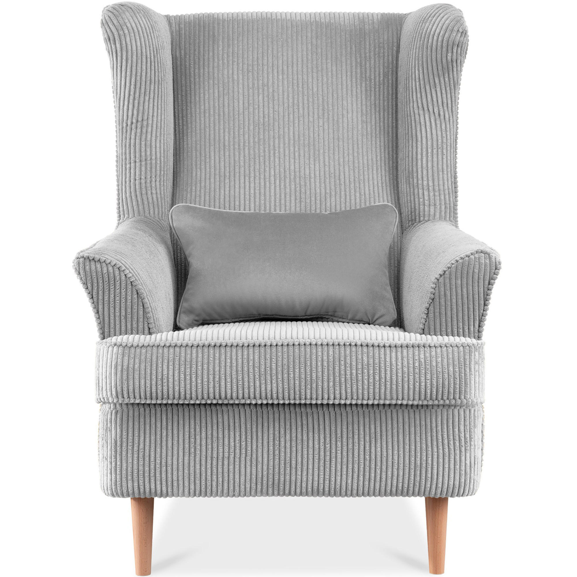 OHRENSESSEL STRALIS inklusive dekorativem Kissen, Grau - Hellgrau, Textil (82/108/80cm) - KONSIMO®