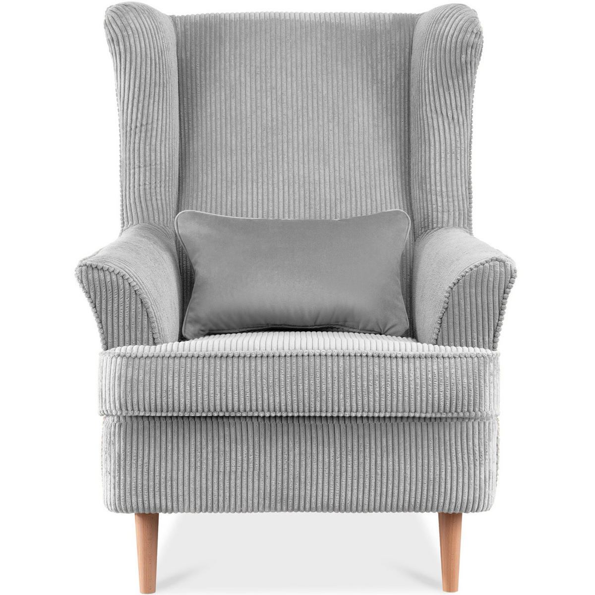 OHRENSESSEL STRALIS inklusive dekorativem Kissen, Grau - Hellgrau, Textil (82/108/80cm) - KONSIMO®