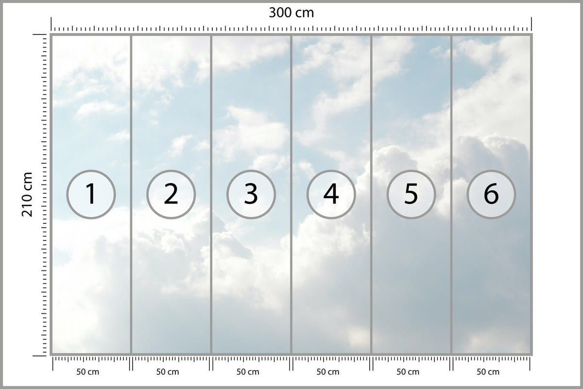 FOTOTAPETE für Schlafzimmer Dichte Weiße Wolken Himmel 300x210 - Blau/Weiß, Papier (300/210cm) - Muralo