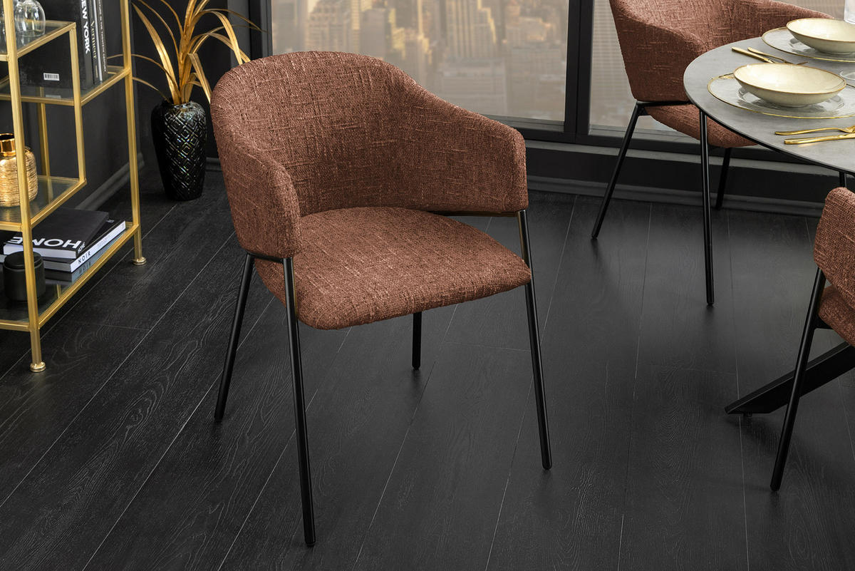STUHL NOBLESSE Chenille Braun 80 cm - Schwarz/Braun, Textil/Metall (54/77/62cm) - riess-ambiente