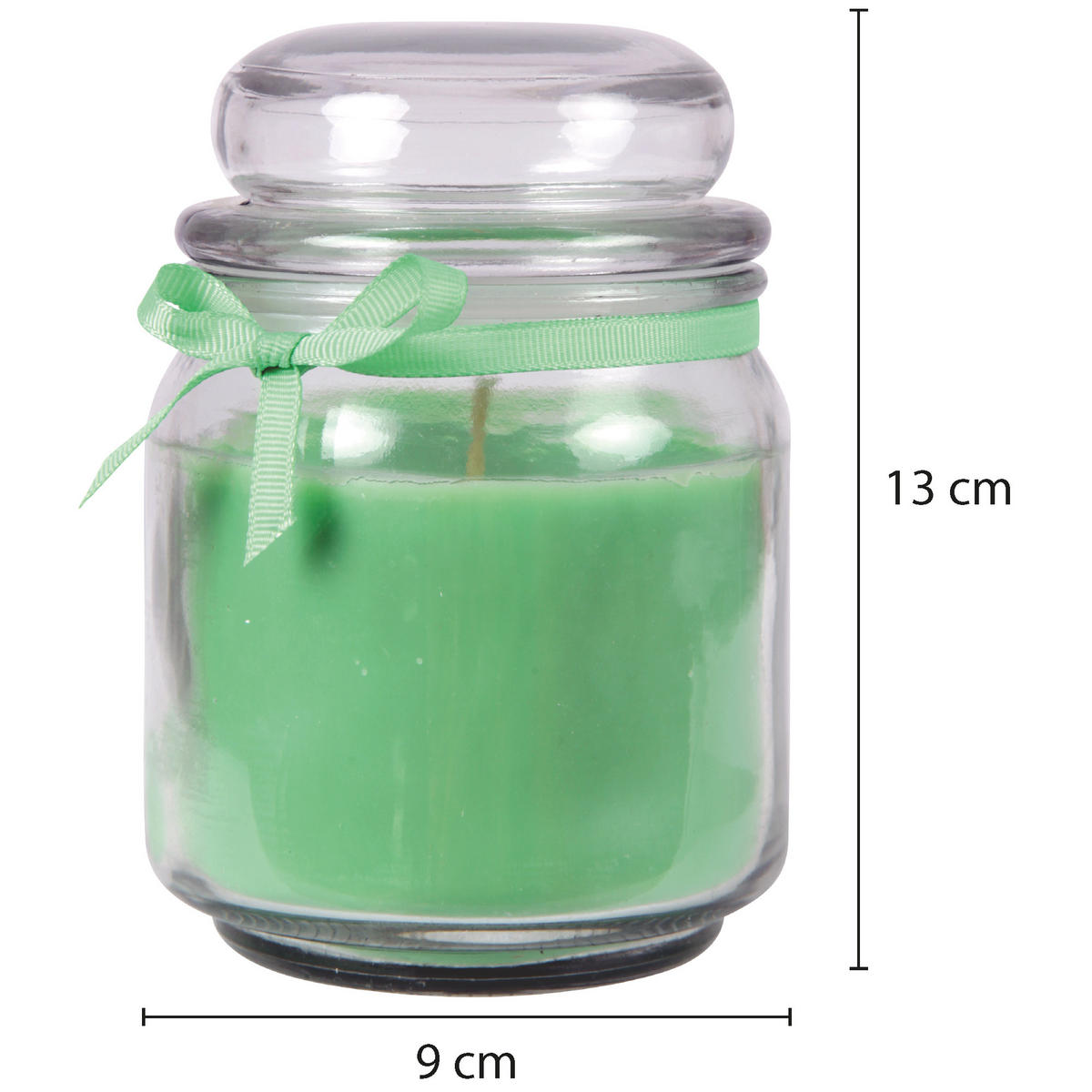 DUFTKERZE im Bonbonglas mit Deckel Kokosnuss & Limette 70h - Grün, Glas (9/13cm)
