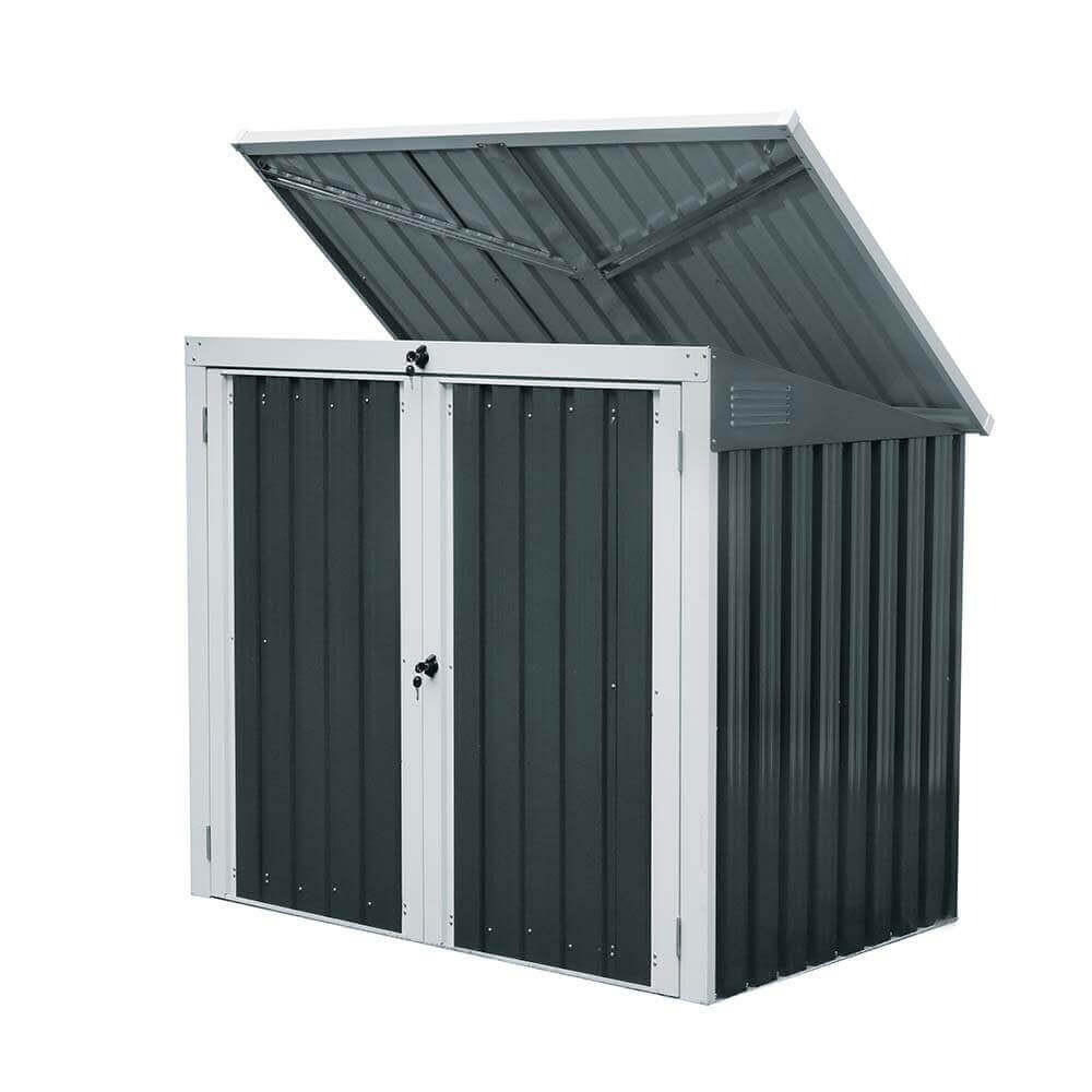 MÜLLTONNENBOX BASURA M - 2x 240L - Anthrazit, Metall (158/134/101cm) - Home Deluxe