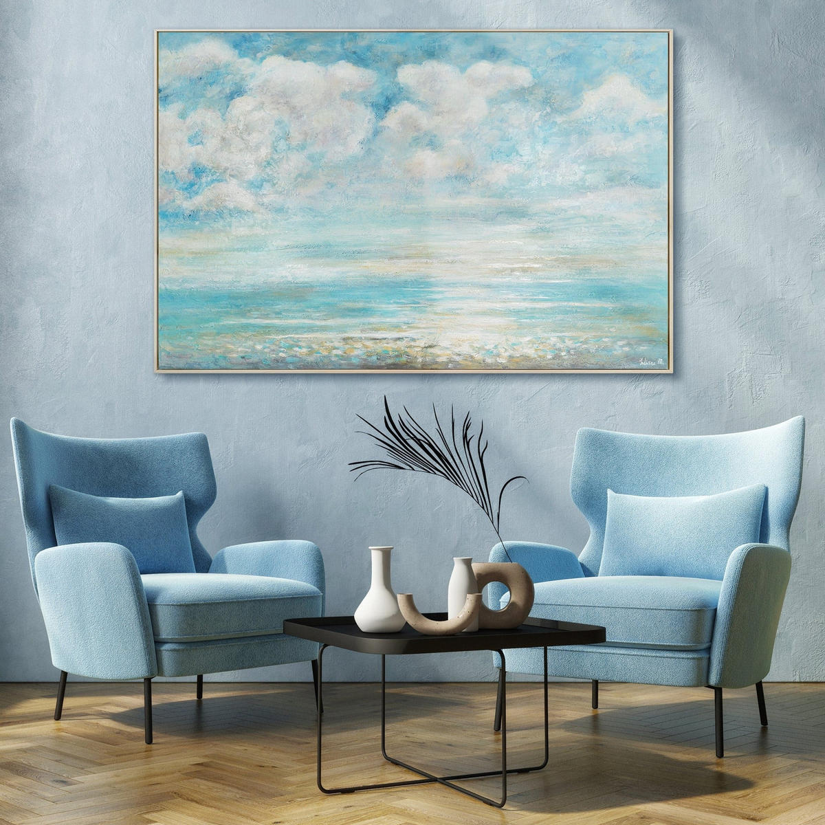 GEMÄLDE Abkühlung Schattenfugenrahmen Beige 120x80 cm - Beige, Holz (120/80cm) - YS-art gallery