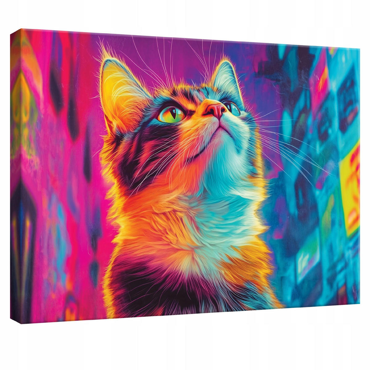 LEINWANDBILD Abstrakt Katze Pop Art Modern 60x40 - Multicolor, Holzwerkstoff (60/40cm) - Wallarena