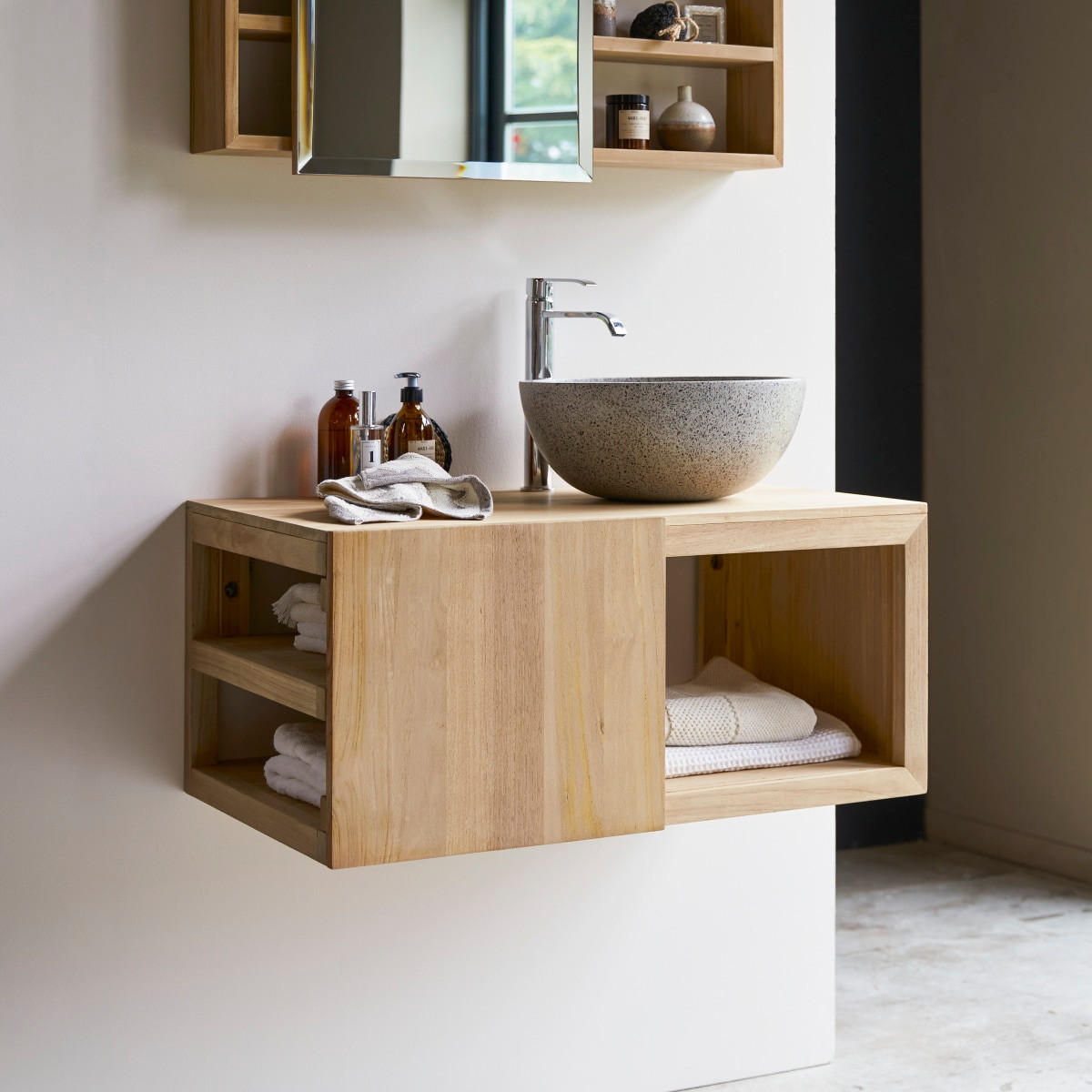 WASCHTISCHUNTERSCHRANK Typo Natur aus Teak - Naturfarben, Holz (90/40/50cm) - Tikamoon