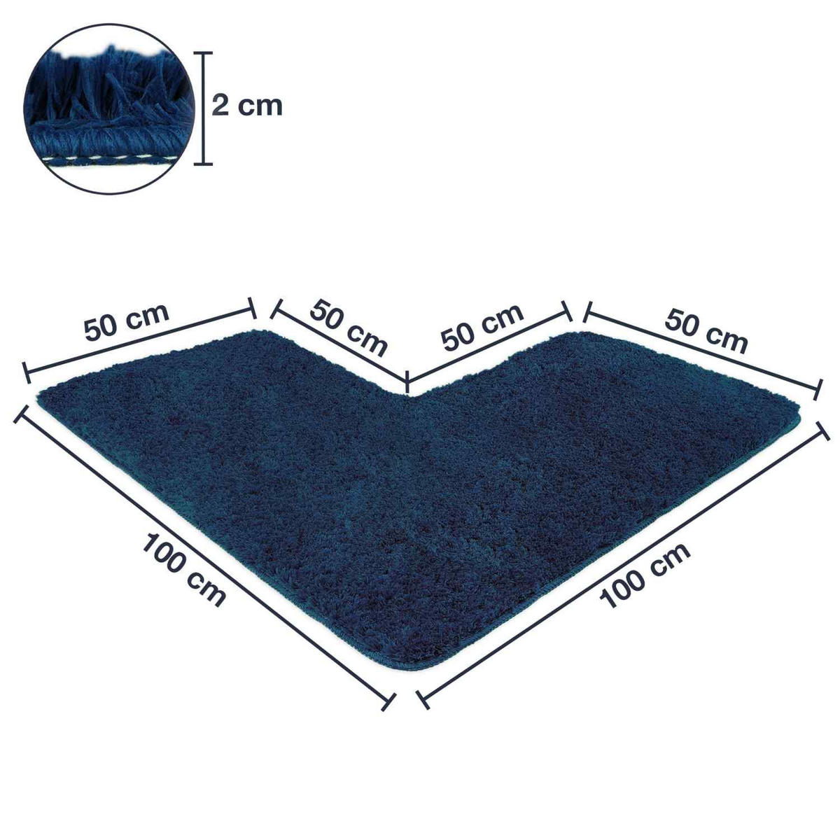 ECKBADEMATTE Florenz - Dunkelblau, Textil (100/100cm) - WohnDirect