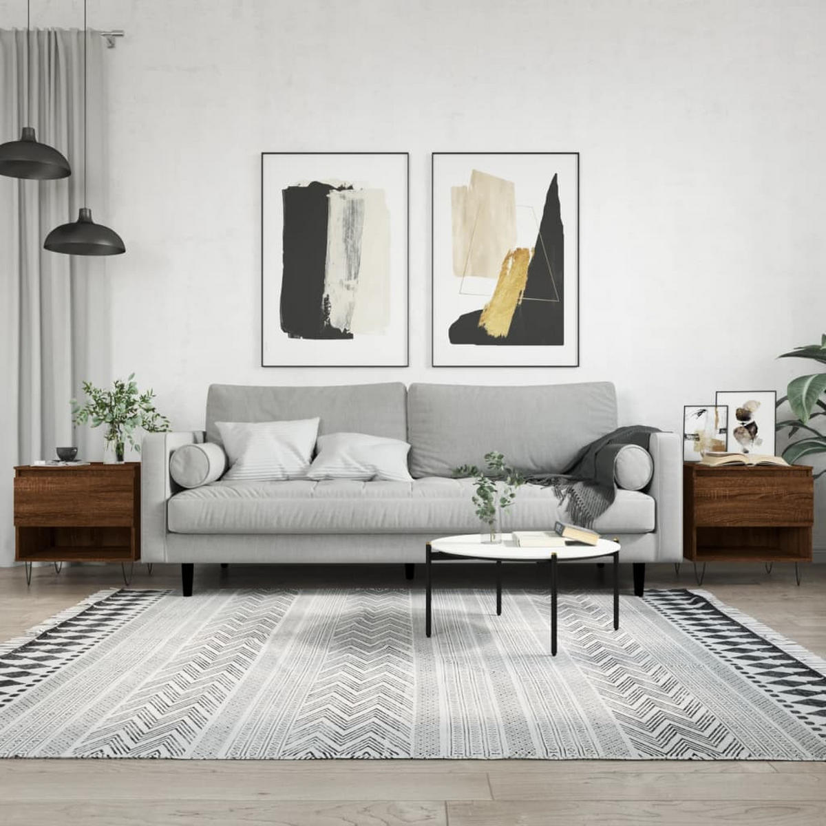 COUCHTISCHE 2 Stk. Braun Eichen-Optik 50x46x50 cm Holzwerkstoff - Braun, Holzwerkstoff (50/50/46cm) - furnicato