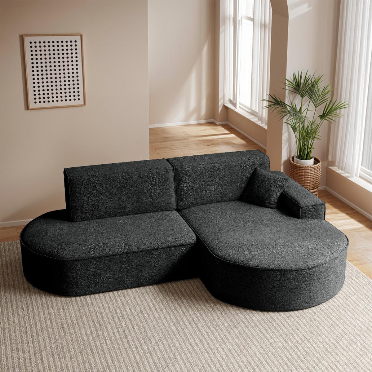 ECKSOFA Modena Pro - Komfort Und Stil stoff Arena Graphit Rechts - Graphitfarben, Holz (278/179cm) - Kaiser Möbel