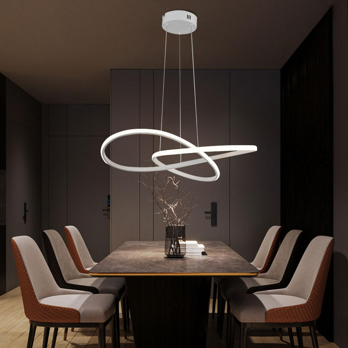 LED HÄNGELEUCHTE Alu Weiß geschwungen - Weiß, Metall (50/50/100cm)