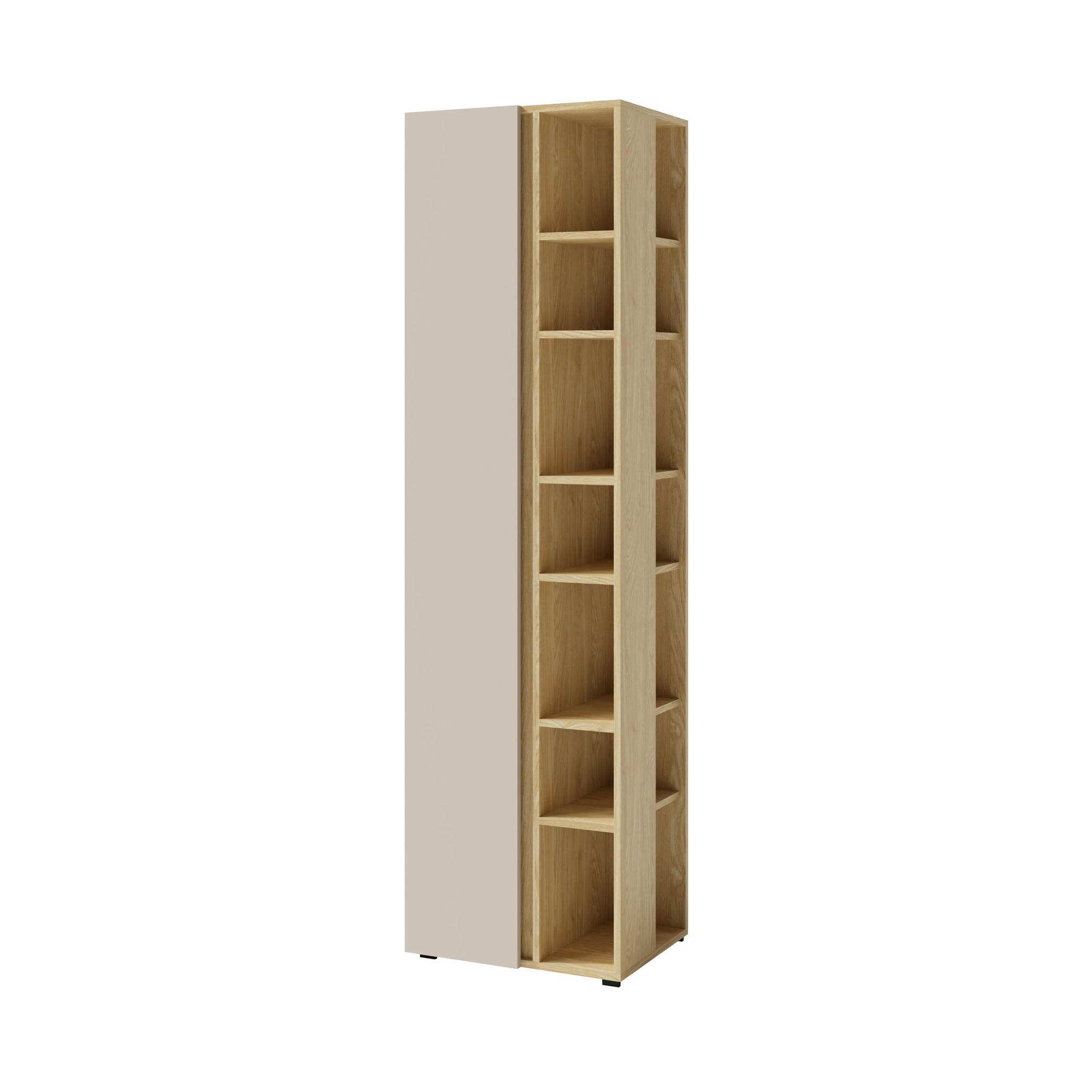 BÜCHERREGAL Lico mit 1 Tür und 10 Einlegeböden, Beige Sand - Beige, Holzwerkstoff (55/195/95cm) - Beautysofa